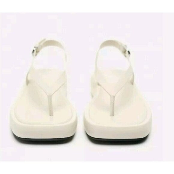 ZARA Leather Sandals 1644/210/002 size 9 Flats White Ivory - Picture 5 of 5
